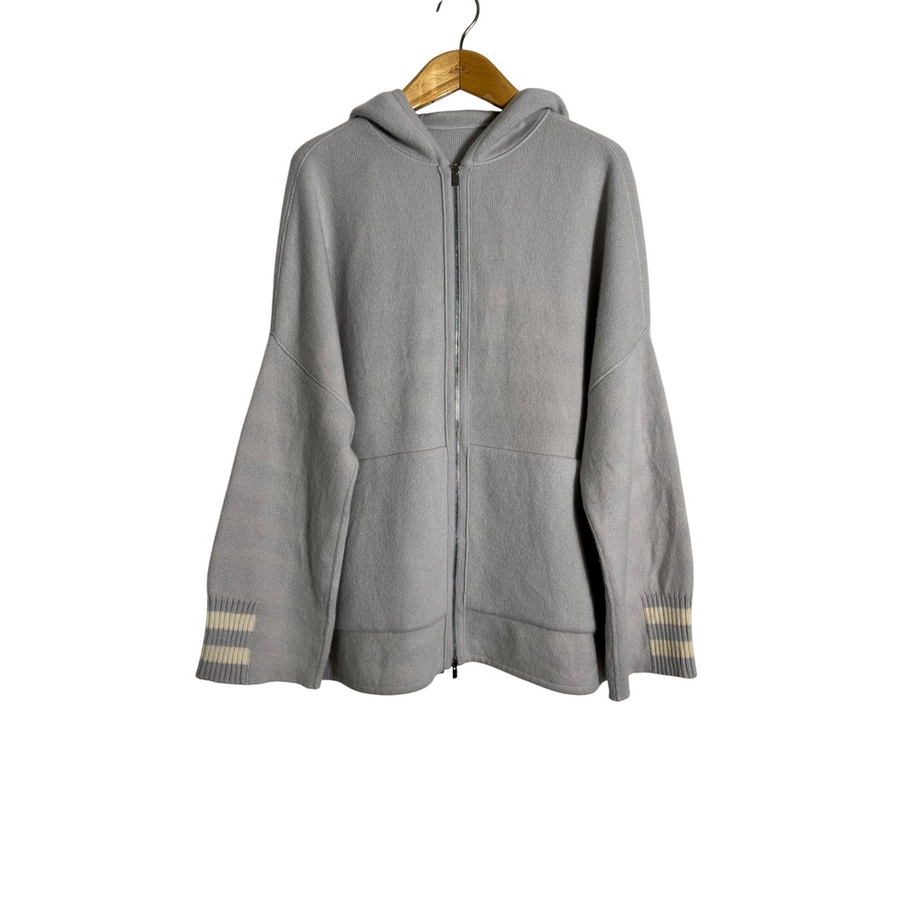 LORO PIANA Baby Cashmere Reversible Full Zip Hoodie Poncho Sweater - Picture 3 of 16